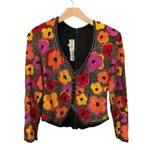 Naeem Khan Riazee Nights Heavily Beaded Vintage Structured Top Size 8
